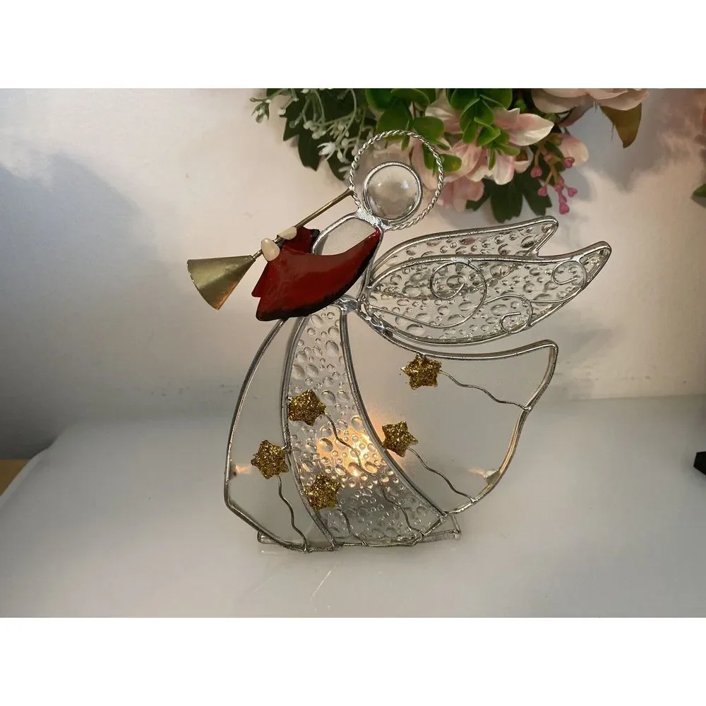 Angel & Trumpet Votive Glass Silver Plated Candle Holder International Silver Co